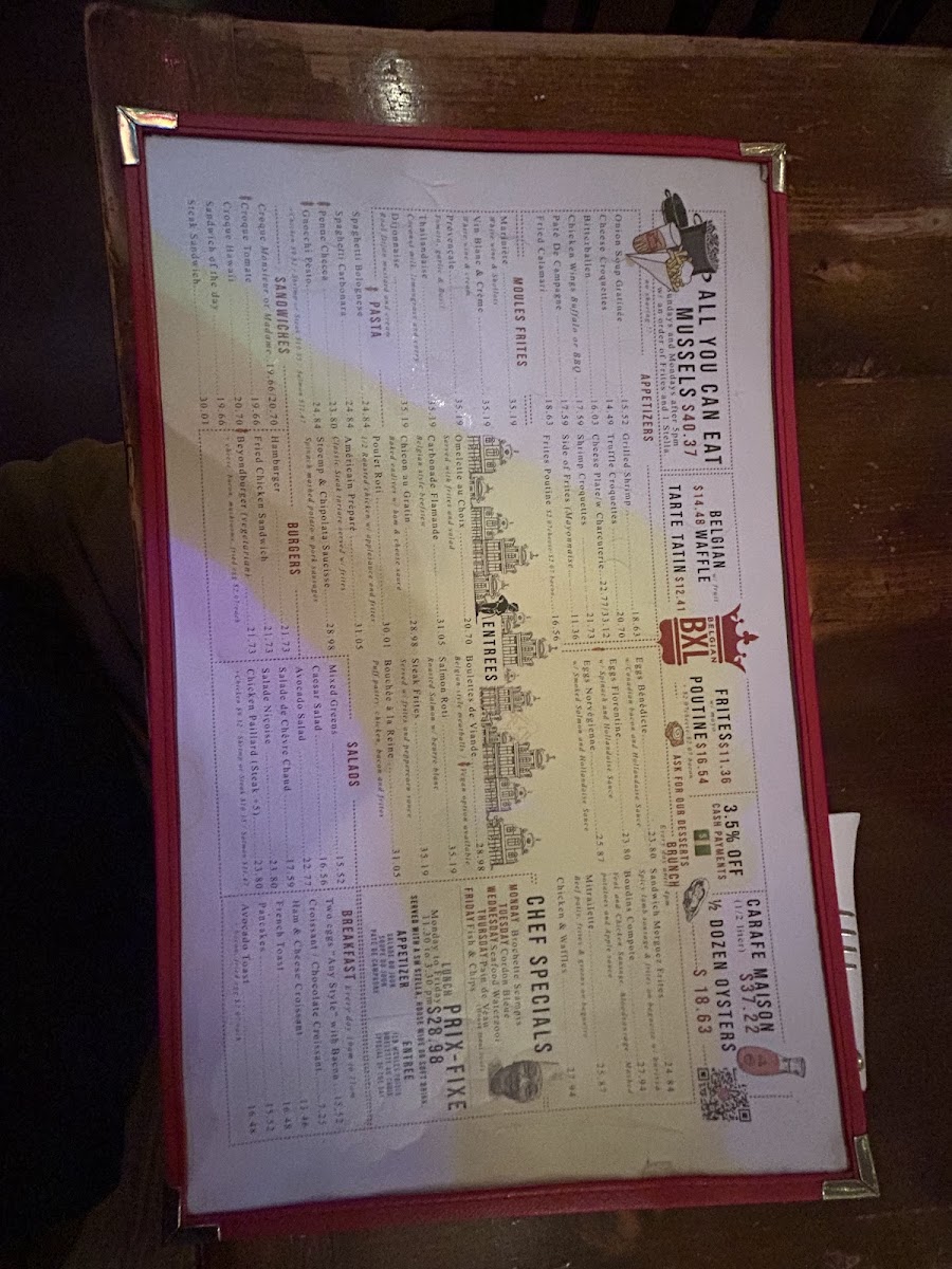 BXL Cafe Menu - Image 1